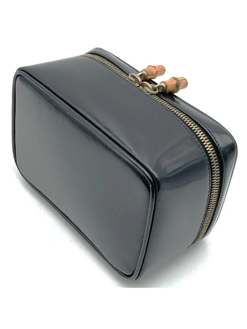 Gucci Bamboo Pouch Inventory Makeup Box Vanity Back Patent Leather Black